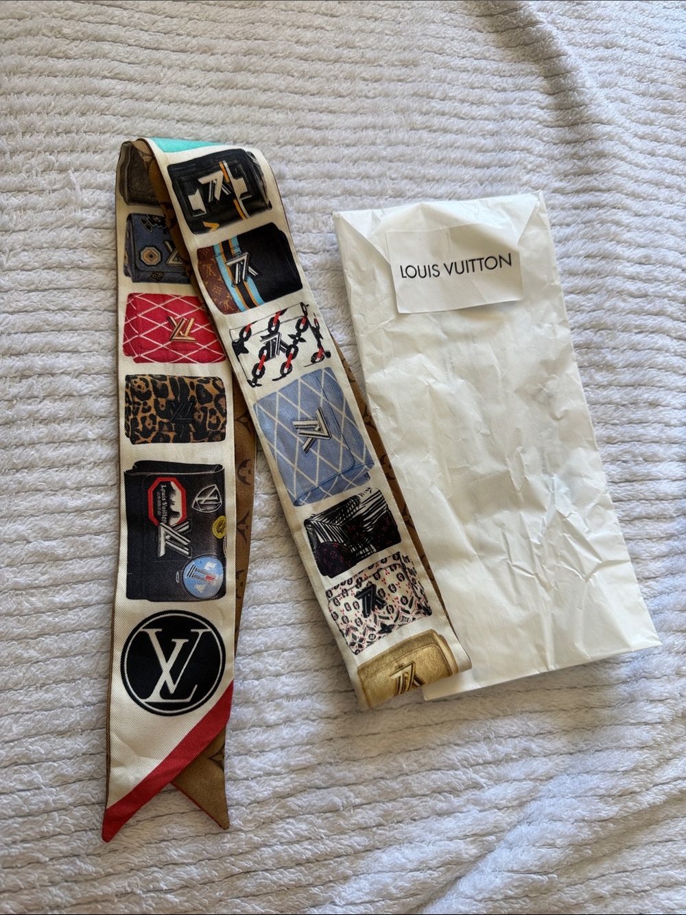 Louis Vuitton Multicolored Silk Twilly with Graphic Patchwork